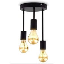 Image of Lightsjoy 3-Way Black Ceiling Spotlight – Rustic E27 Pendant Light for Indoor