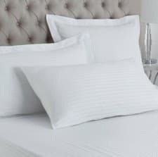 Image of LUXURY EGYPTIAN COTTON HOTEL QUALITY FLAT SHEET SATIN STRIPE WHITE BEDSHEETS