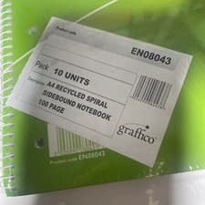 Image of Graffico Recycled Wirebound Notebook 100 Pages A4 (10 Pack) EN08043