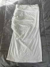 Image of Shein Ezwear Lined Cheesecloth Midi Ruched Skirt Size L White 