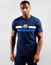 Image of ellesse Navy White T-Shirt Sports Logo Tee Cotton Retro Top Size Mens S,M,L NEW