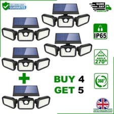 Image of Solar Security 3 Head LED Outdoor Motion Sensor Waterproof Light Buy 4 Get 5