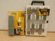 Image of STANLEY 2 16 269 FATMAX 5PCE BEVEL EDGE WOOD CHISEL SET + 0 16 050 OILSTONE SET
