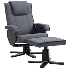 Image of HOMCOM Swivel Recliner Chair with Footstool, Linen Upholstered