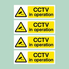 Image of CCTV Pack of 4 Security, Camera, Warning Plastic Sign / Sticker (MISC2)