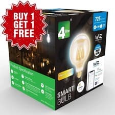 Image of 4lite WiZ Smart LED Filament Bulb G125 Amber WiFi E27 Alexa Google Buy 1+1 Free