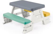 Image of Picnic Table for Kids, Dolu Indoor/Outdoor Seating for Children, Grey/Green