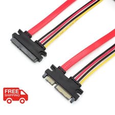 Image of 22 Pin 7 + 15 Male to Female Serial ATA SATA Data Power Combo Extension Lead