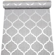 Image of Silver Geometric Trellis Wallpaper Glitter Shimmer Textured Slightly Imperfect