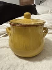 Image of Fall New de Silva Pot with Lid Mustard Color with orange inside Made In Italy