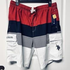 Image of U.S. Polo Assn. Mens XXL 38-40 Swim Trunks Shorts NEW Red White Blue MSRP $44