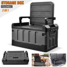 Image of Black Heavy Duty Collapsible Car Boot Foldable Organiser 2in1 Storage Box Travel
