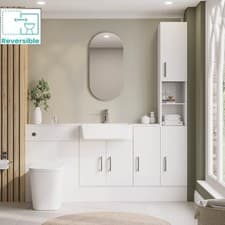 Image of 1800mm Combined Square White Vanity Unit Toilet wc pan Sink Marble worktop