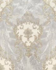 Image of Rasch Sienna Damask Vasari Metallic Italian Grey Luxury Wallpaper 534351