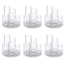 Image of OSCO Clear Acrylic 5 Tube Pen Pot | 6 Pack | Desk Tidy | Pencil Holder | Office
