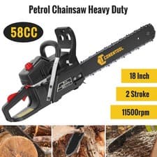 Image of Petrol Chainsaw 18 inch Bar 2-Stroke Power 58cc Easy-starting for Garden Cutting