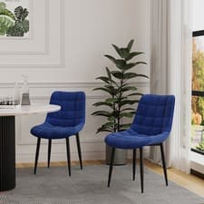 Image of SET OF 6 NOVA MODERN VELVET DINING CHAIR PADDED SEAT METAL LEGS KITCHEN