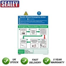 Image of Sealey Worksafe� Electric Shock Emergency Action Safety Sign Rigid Plastic