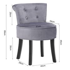 Image of Velvet Dressing Table Stool Chair Bedroom Makeup Vanity Wide Back Seat Backrest