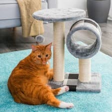 Image of Cat Scratching Post Bed Activity Centre Toys Grey Sisal Play Scratcher 