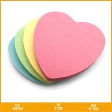 Image of Charming Heart Shaped Pastel Sticky Notes Removable 76x76mm 4 Pads 400 Sheets