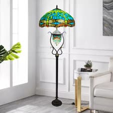 Image of 18 " Tiffany Style Floor Lamp Stained Glass Bedroom Living Bedroom Decoration