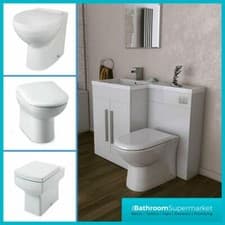 Image of L Shape White Bathroom Furniture Suite Resin Basin BTW Toilet Vanity WC Unit