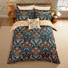 Image of William Morris & Co Seasons By May in Indigo Blue - Duvet Cover Set - All Sizes