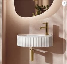 Image of Fluted 400 x 215 x 120mm Fluted Cloakroom Basin - Gloss White