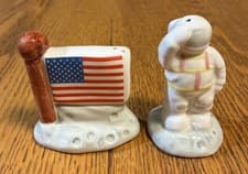 Image of Astronaut & American Flag Moon Salt & Pepper Shakers