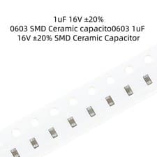 Image of 0603 1uF 16V ±20% SMD Ceramic Capacitor, 105M, High Reliability