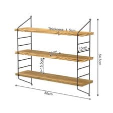 Image of 3Tier Metal Wire Wall Floating Shelves Rack Storage Shelf Adjustable Height Home