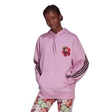 Image of Adidas X Marimekko Hoodie Oversize Kapuzenpullover HC4185 Sweatshirt Blumen Rosa
