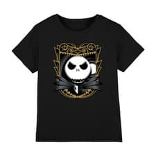 Image of The Nightmare Before Christmas Jack Skellington Shaded Kids T-Shirt Black