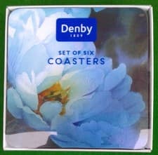 Image of DENBY SET OF 6 BLUE FLORAL COASTERS - SEALED.