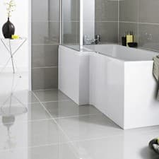 Image of White Gloss Shower Bath Panel 1700mm - L Shaped Side MDF Bathroom