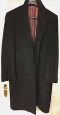 Image of New GREENWOODS Elite - Men’s Black Wool & Cashmere Long Coat - Chest 102cm /40”R