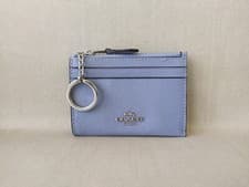Image of Coach Mini Skinny ID zip Card Case in cross grain leather GLOBAL SHIPPING T 9135