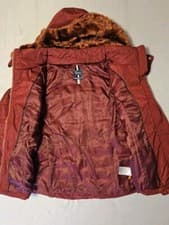 Image of joules 12 Padded Jacket Removable Hood burgundy
