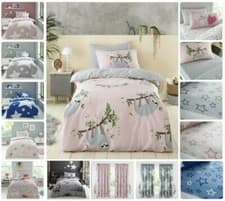 Image of Kids Duvet Cover Pillow Case Fitted Sheet Matching Curtains Children Bedding Set
