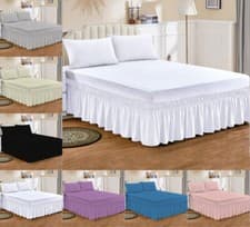 Image of Extra Deep Fitted Valance Sheet Single Double King Super King Size Bed Sheets