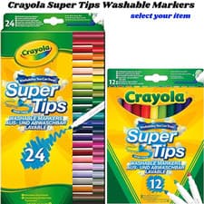 Image of Crayola Super Tips Washable Markers Felt Tip Pens Assorted Colours Thick Fine UK