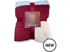 Image of West Ham United Crest Sherpa Plush Blanket - Brand New Official Merchandise