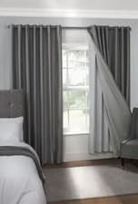 Image of Blackout Curtain Lining Ready Living Room 2 Panels Eyelet Ring Top Curtains