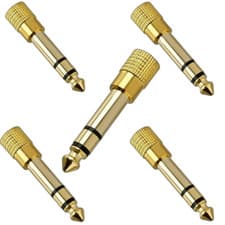 Image of Gold 6.35mm Stereo Jack Plug to 3.5mm Stereo Jack Socket Audio Adaptor PP