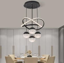 Image of Elegant Crystal Chandelier Long Dangle Villa Pendant Big Ring LED