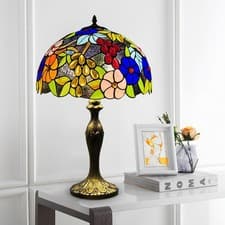 Image of Tiffany Table Desk Lamp 16 inch Stained Glass Handcrafted Living room Bedroom UK
