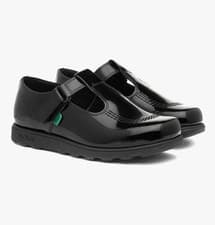 Image of Kickers's Junior Girls Fragma T-Bar Patent Leather Shoes in black 