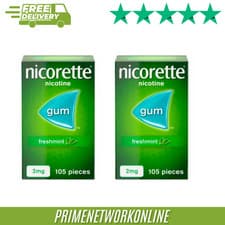 Image of 2x Nicorette 2mg Nicotine Gum – Freshmint, Sugar-Free 2 x 105 (210 Gums) ⭐⭐⭐⭐⭐