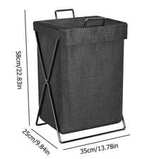 Image of Laundry Basket Dirty Washing Wash For Clothes Bin Foldable Storage Bag With Lid